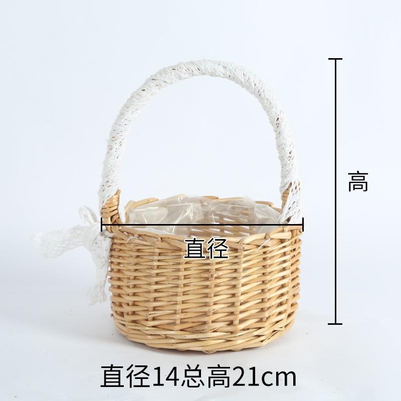 D5 Willow Rattan Woven Wedding Laundry Basket Wicker Storage With Handle Flower Girl Kitchen Fruit Baskets Home Picnic Container