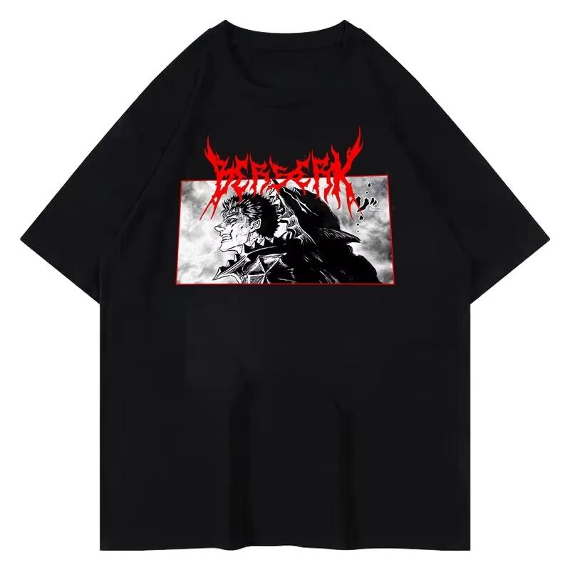 Summer Men's Clothing Anime Berserk Print Graphic T Shirts Y2k Clothes Cotton Women's Short Sleeve Tee Tops Harajuku