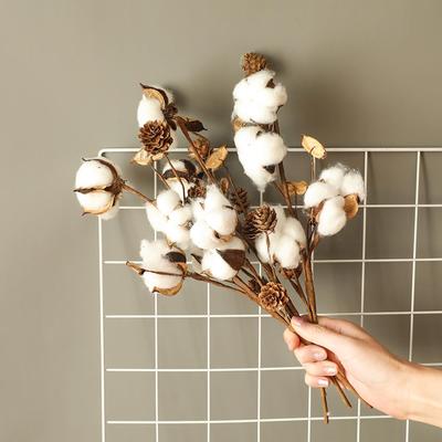 Artificial Naturally Dried Cotton Stem Flower Filler Floral Home Decor