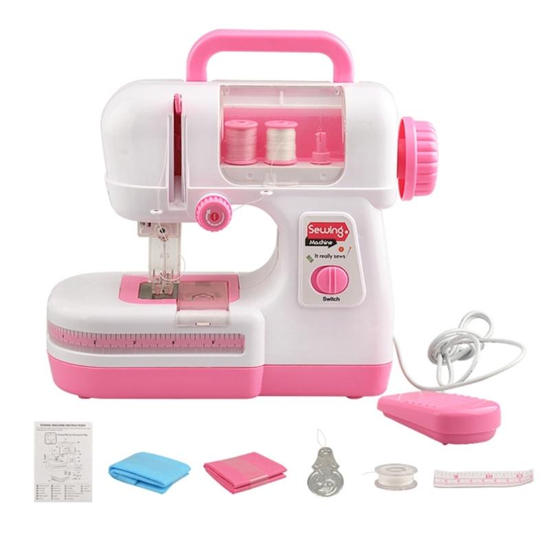 

Realistic Electric Sewing Machine Toy For Children Pretend Play Simulation Safe Plastic Portable Creative Skill Development розовый