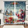 Set Of 2 Santa Claus Pattern Filtering Polyester Curtains Christmas Home Windows Classic Made