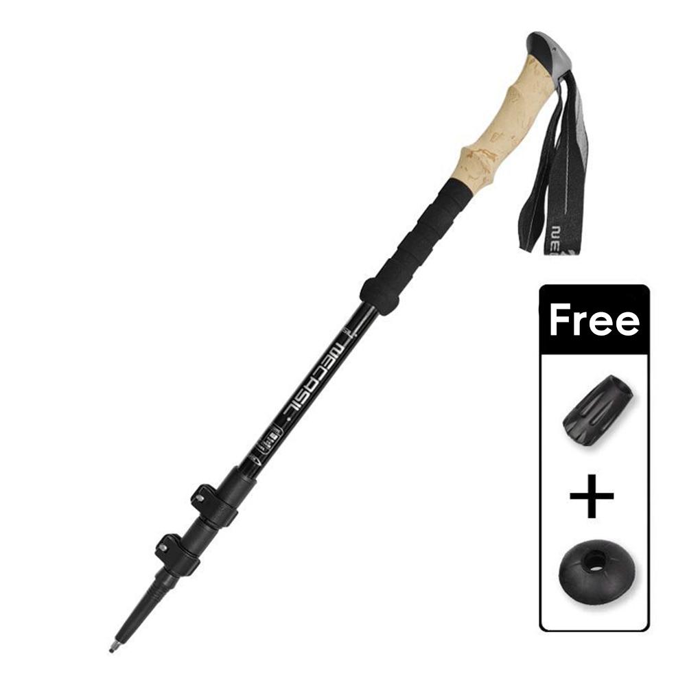 Складной треккинговый шест для походов, ультралегкий, с амортизацией, телескопическая палка для ходьбы, треккинга, альпинизма чёрный