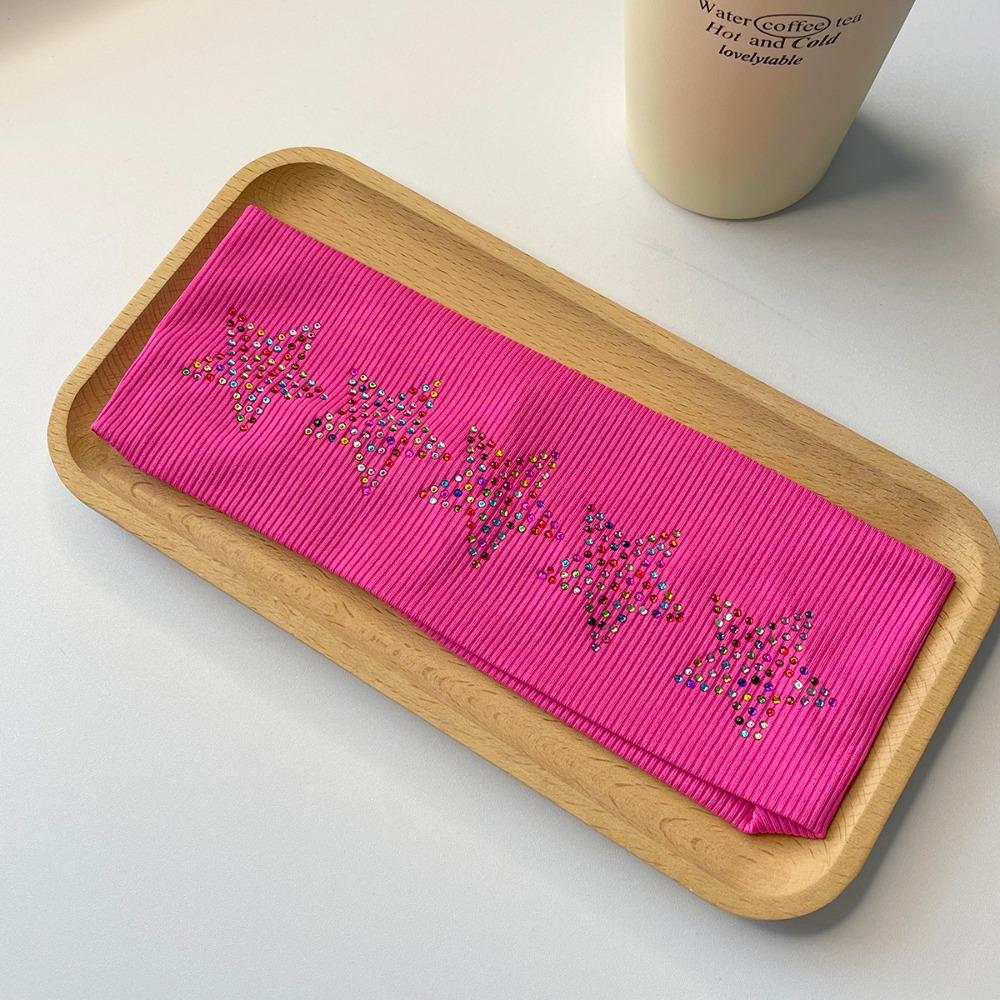 Sweat Absorbing Rhinestone Star Headband Soft Sports Hairband Elastic Headband  Women