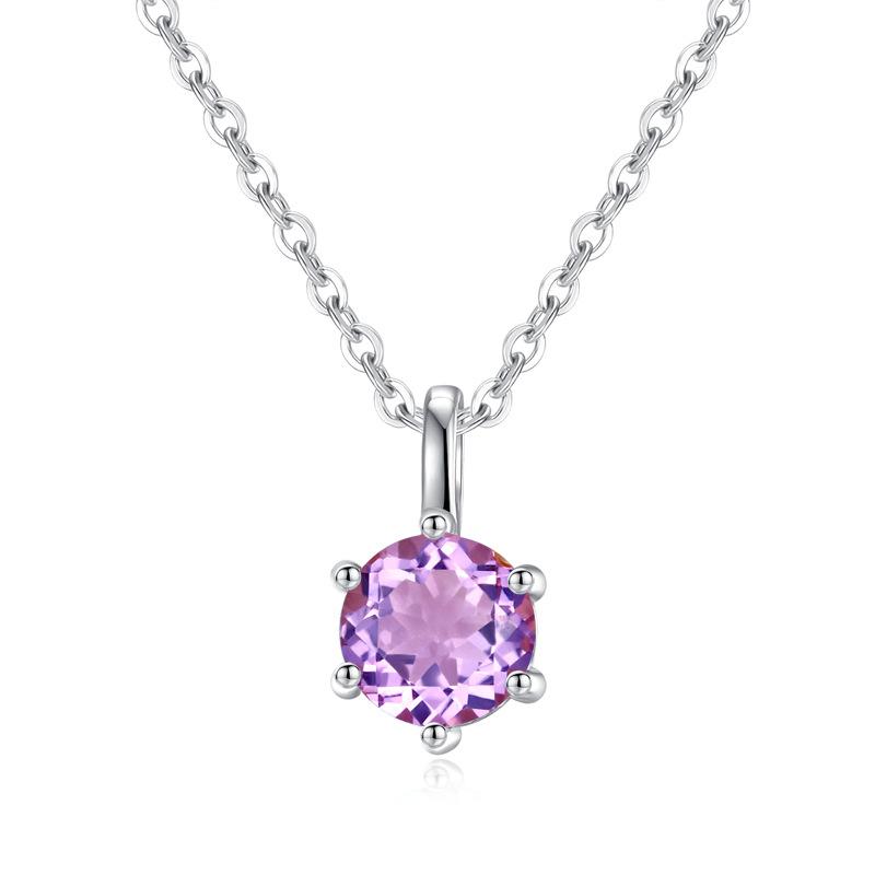 Natural crystal stone s925 sterling silver necklace women s niche six-claw inlaid topaz olivine garnet pendant fashion gift 925 silver