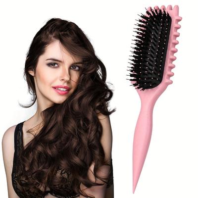 Spazzola per Styling Capelli Ricci da Donna - Ergonomica, Pettine a Setole con Manico Comfort Grip per Ricci Elastici & Acconciature, Spazzola per Capelli Ricci
