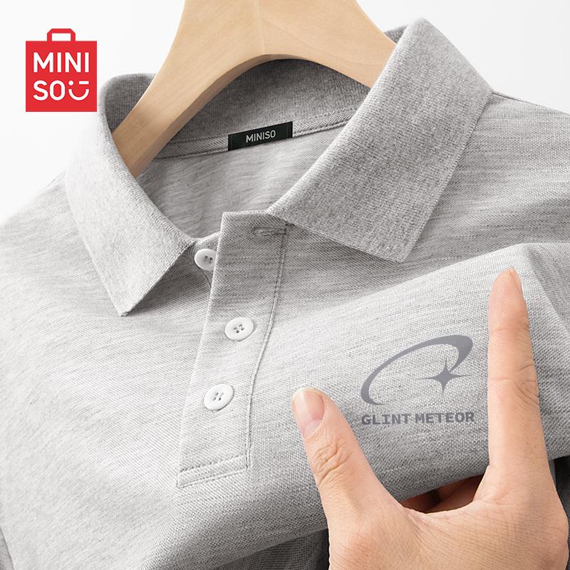 MINISO Men s Retro Casual Short-Sleeve Polo T-Shirt L