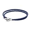 Double Circle Woven Design Leather Bracelet Women Bracelet Dark-Blue 590705CDB-D