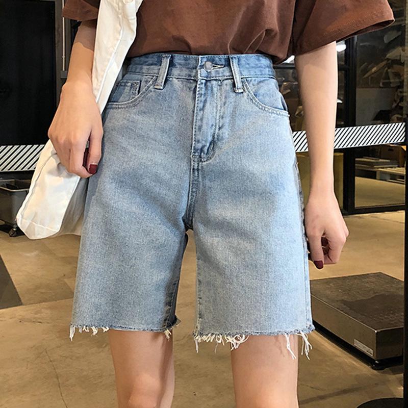 2024 Korean High-Waist Slimming Loose Straight-Leg Denim Shorts for Women
