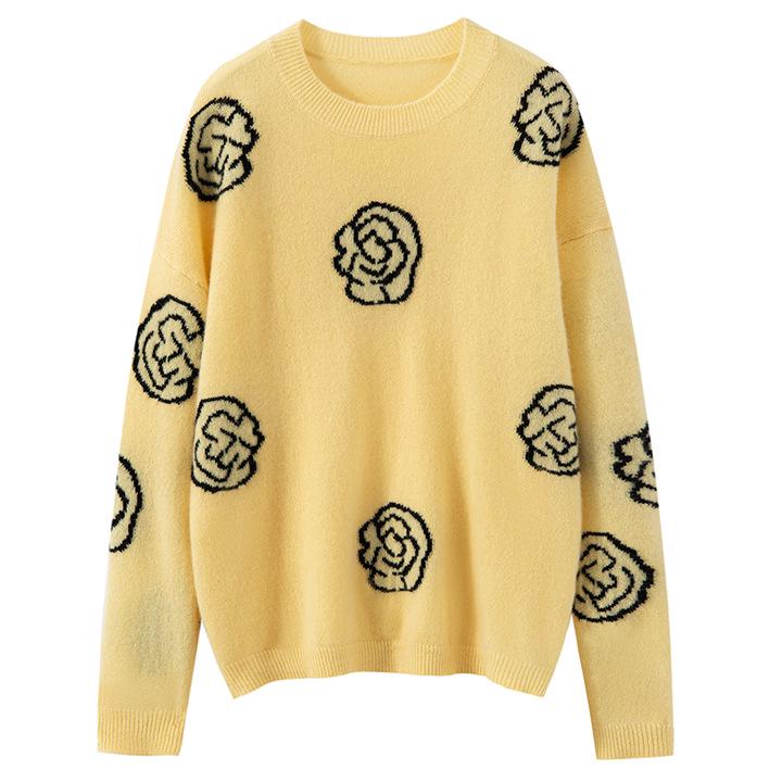Women's 100% Pure Cashmere Loose Fit Round Neck Sweater - Versatile, Slimming Pullover for Autumn/Winter