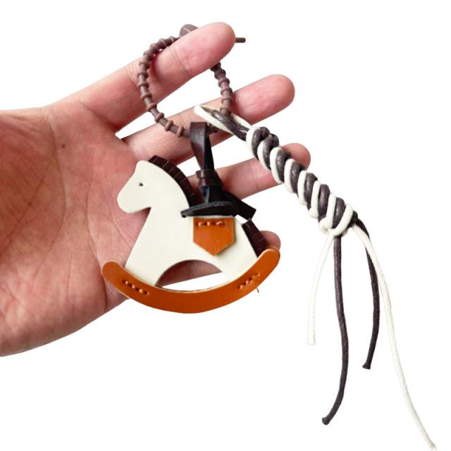 Elegant Small Horse Leather Bag and Car Pendant Accessory