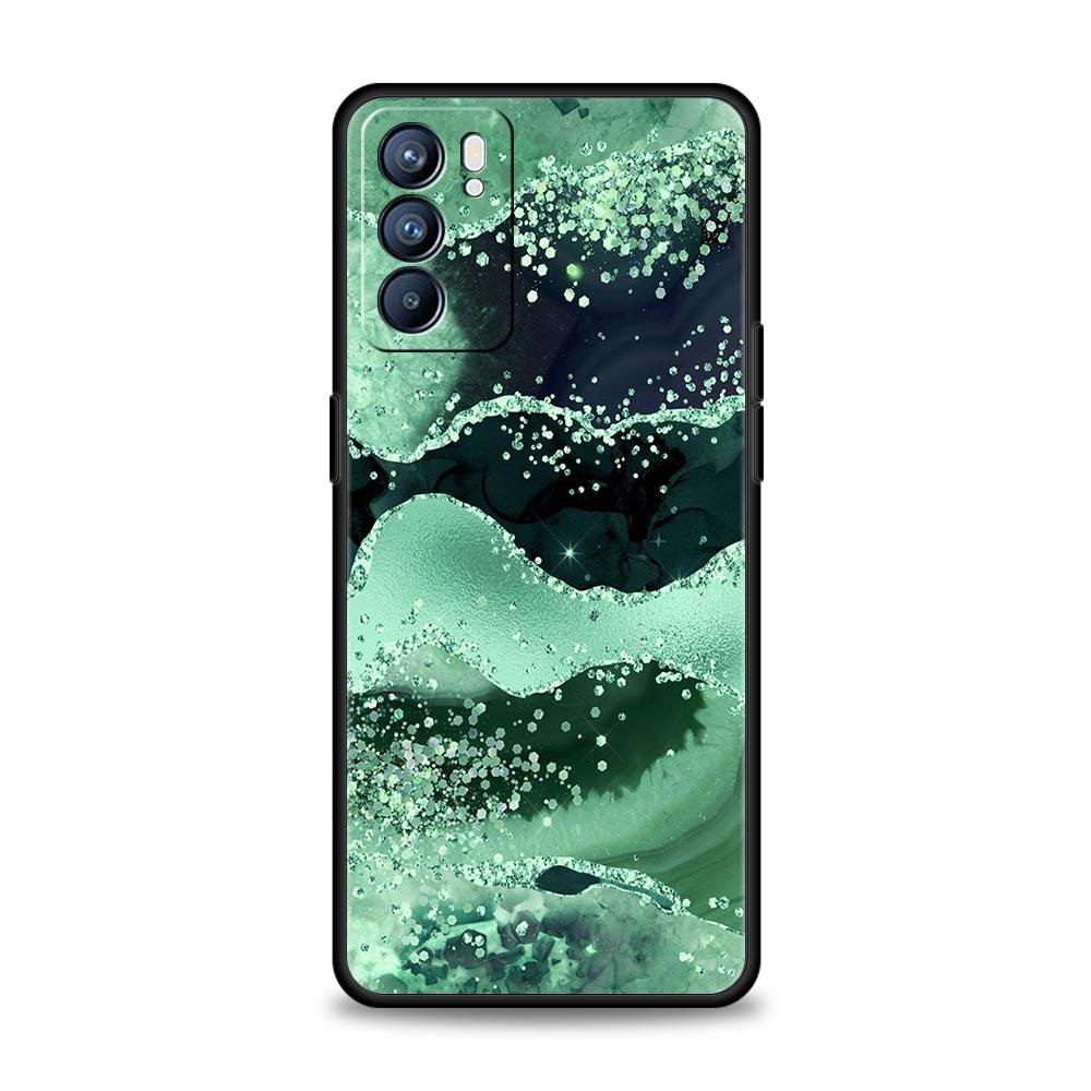 Rainbow Glitter Agate Marble Art Phone Case For Oppo Find X5 A54 A53 A52 A9 2020 A15 A95 A16 A76 A74 Reno7 SE Reno6 Pro 5G Cover