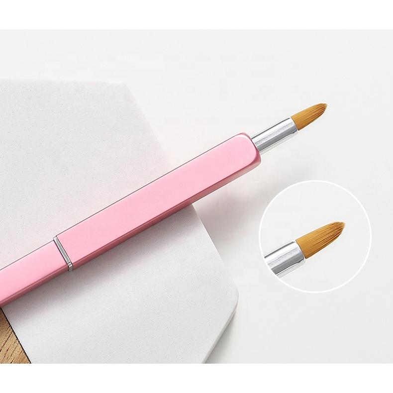 Best Beauty Own Brand Metal Pink Travel Vegan Fine Gel Gold Scrub Lip Brush Liner Remover Make Up Retractable Lip Brush