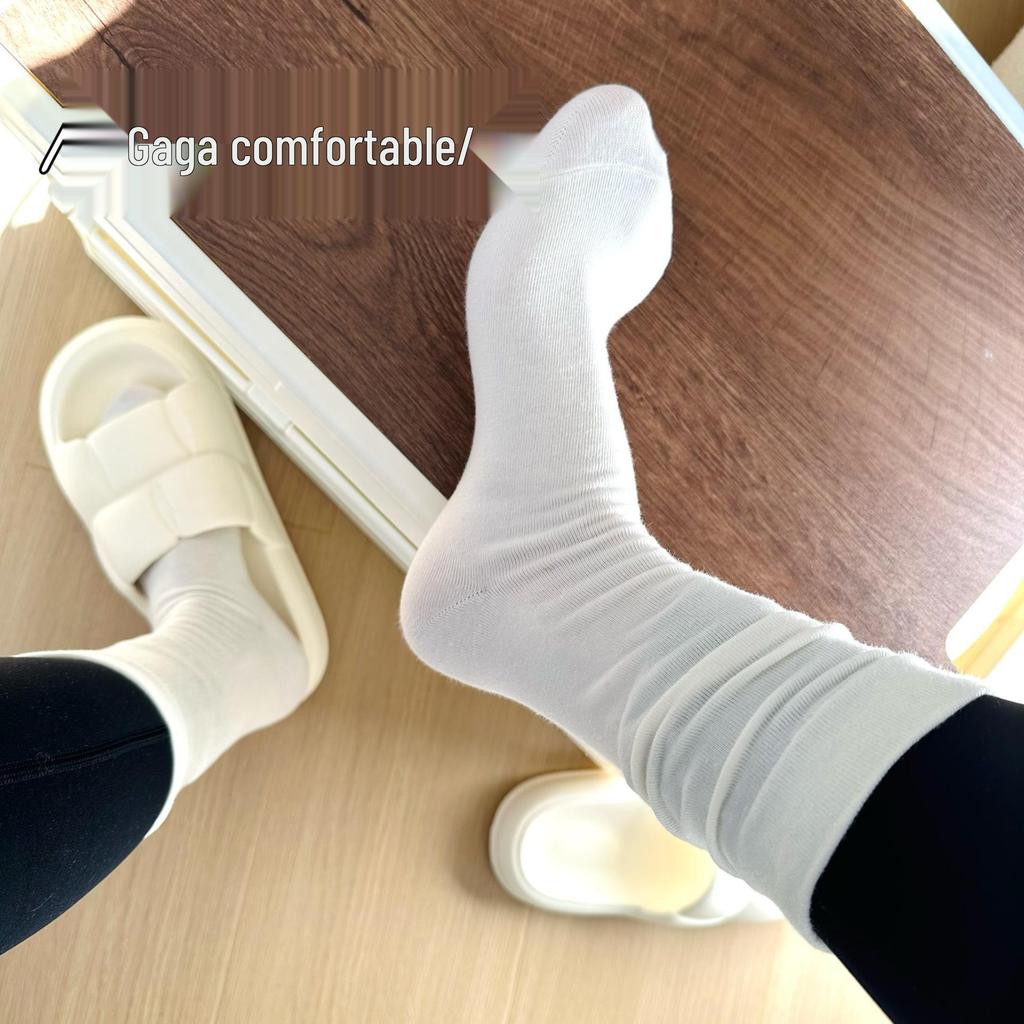 Xiaohongshu Women's Postpartum Loose-Mouth Cotton Socks - Black & White, Thin, Boneless, Pile Style for Spring & Summer.