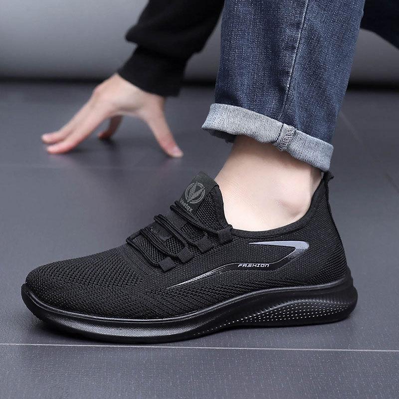 Flying Woven Mesh Men's Shoes New Outdoor Soft-soled Lightweight Casual Shoes Men's Large-size Shoes In Spring