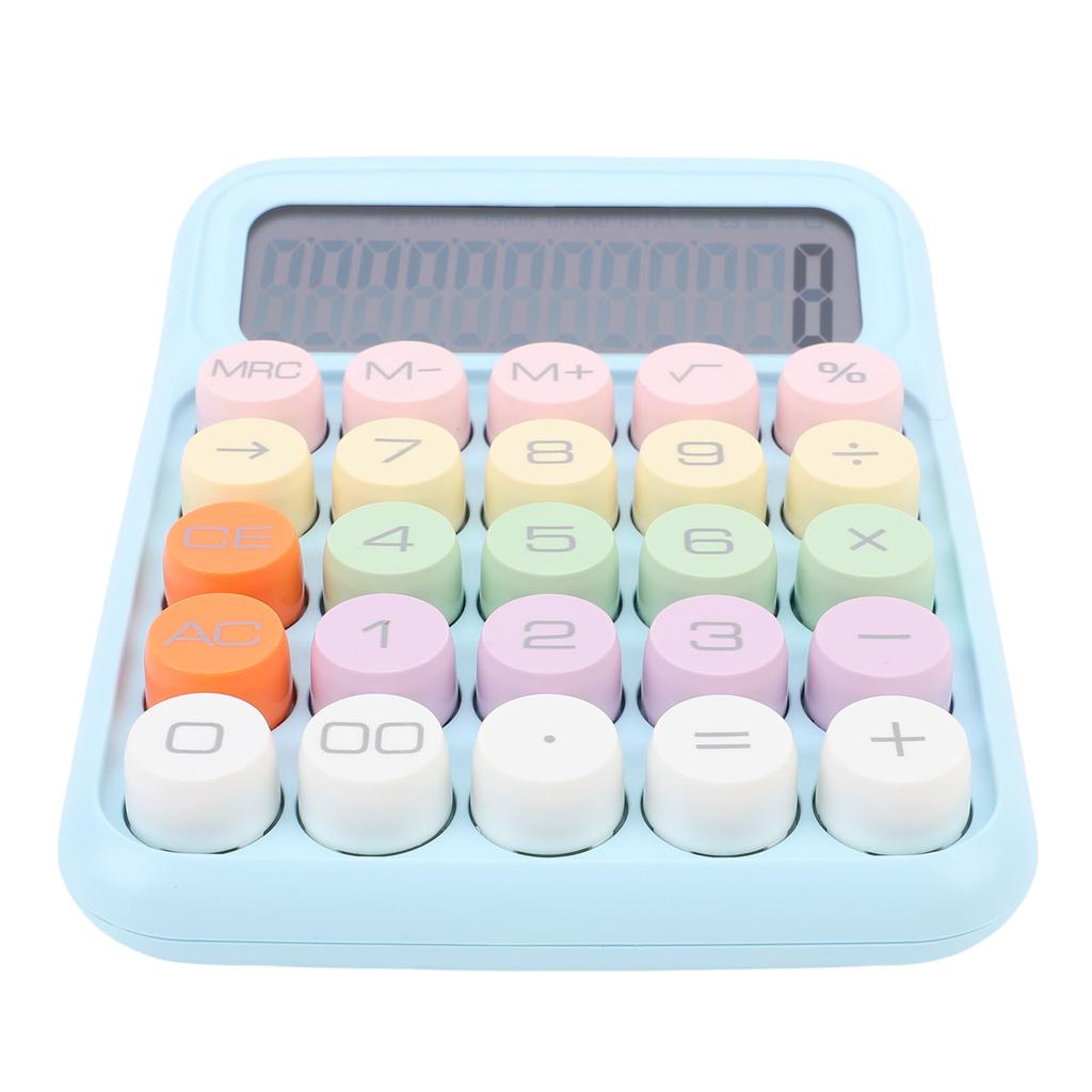 Colorful Calculator Standard 12 Digits Display Large Button Mechanical Keypad Calculator for Office School Sky Blue