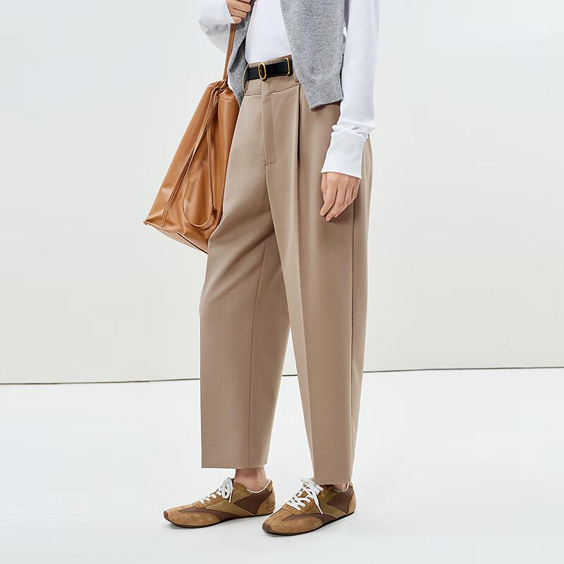 LESS 2025 Spring Straight Cropped Commuter Pants