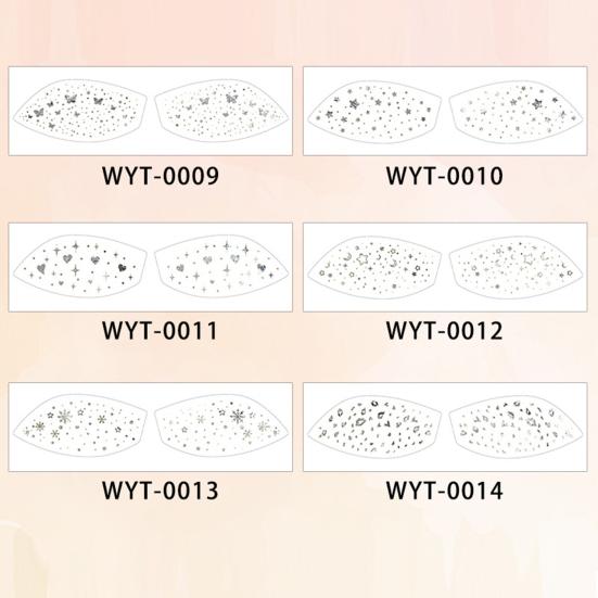 Metallic Eye Tattoo Stickers, Waterproof Temporary Freckle Decals, Sparkling Foil Eye Makeup for Festival Party, Glitter Face Art