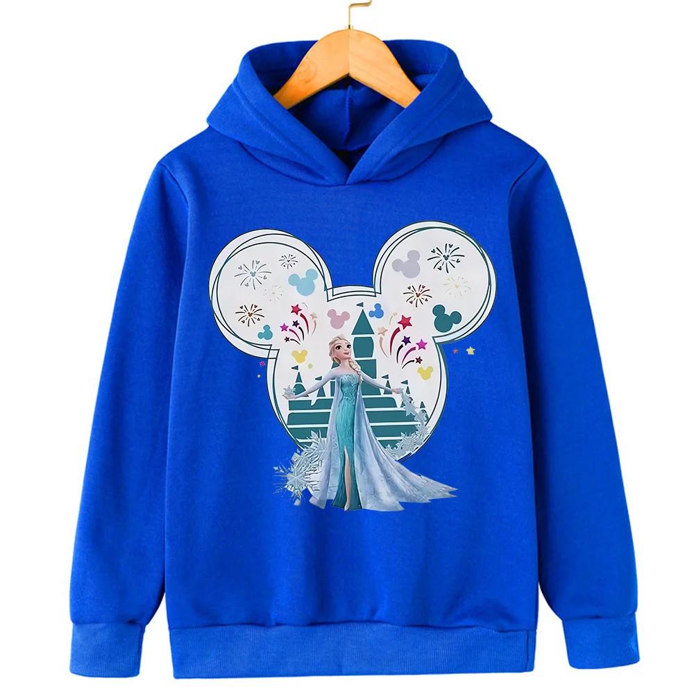 Disney Prinzessin Elsa Bedruckte Kinderpullover für Jungen Mädchen Herbst Winter Lässige Pullover Hoodies