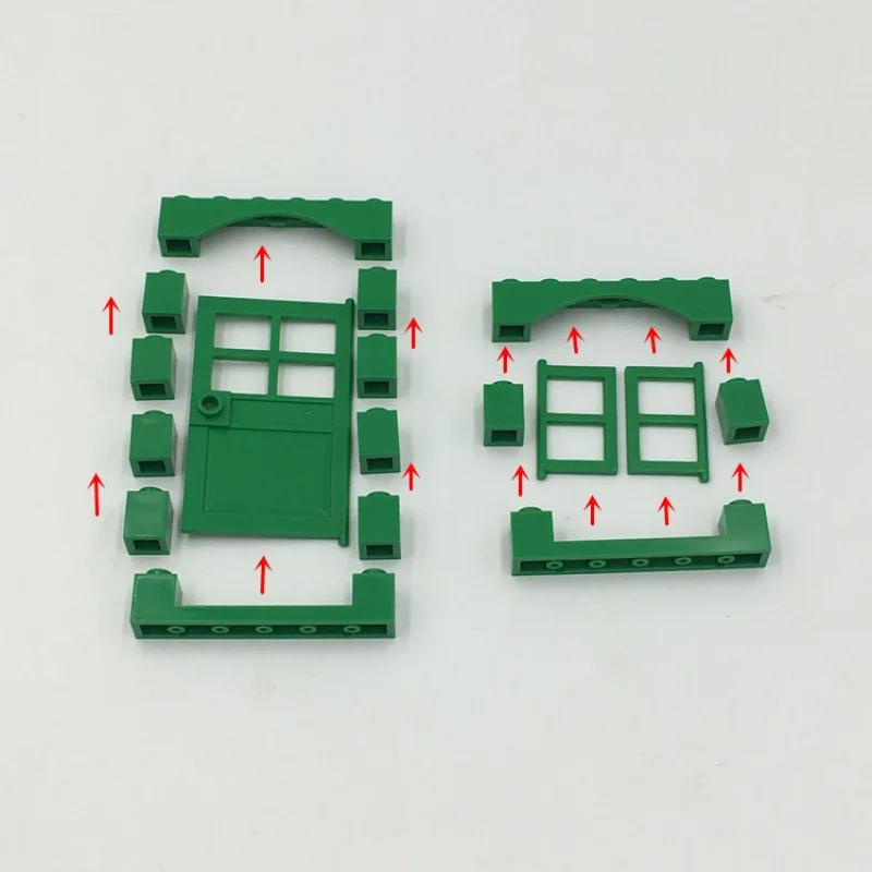 102 Stück Tür Fenster Ziegel Masse DIY Haus Bausteine Ziegel Spielzeug Stadt Architekt für Kinder Pädagogisch