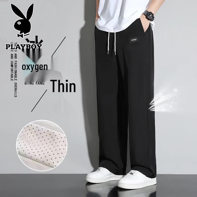 PLAYBOY Men s Summer Casual Ice-Cool Quick-Dry Straight-Leg Pants 2XL