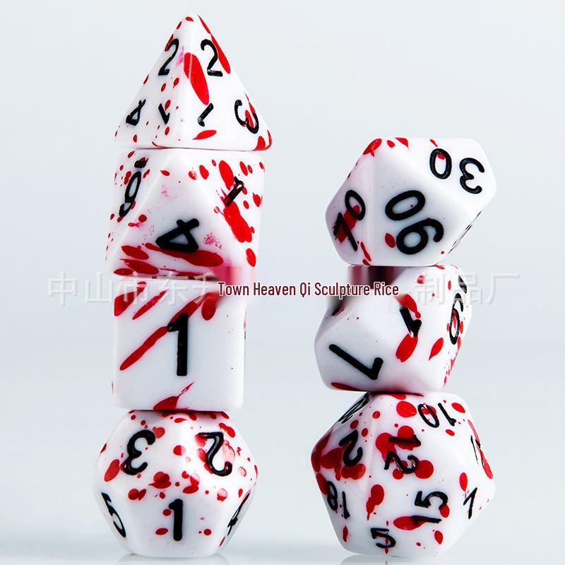 Temperature Sensitive Blood Spot Red & Colorful Earth Role-Playing Dice Set