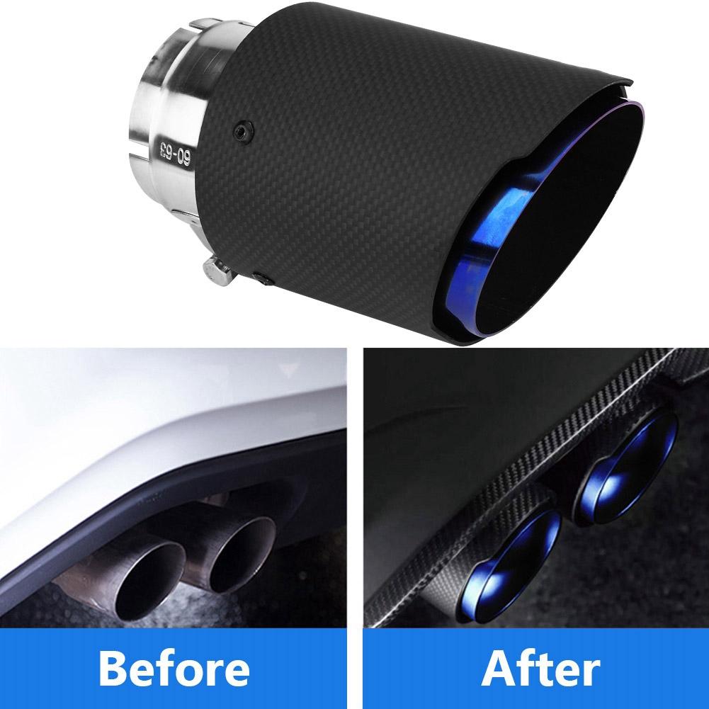 Carbon Fiber Style Matte Car Exhaust Pipe Muffler End Tip Tailpipe for 63mm 89mm