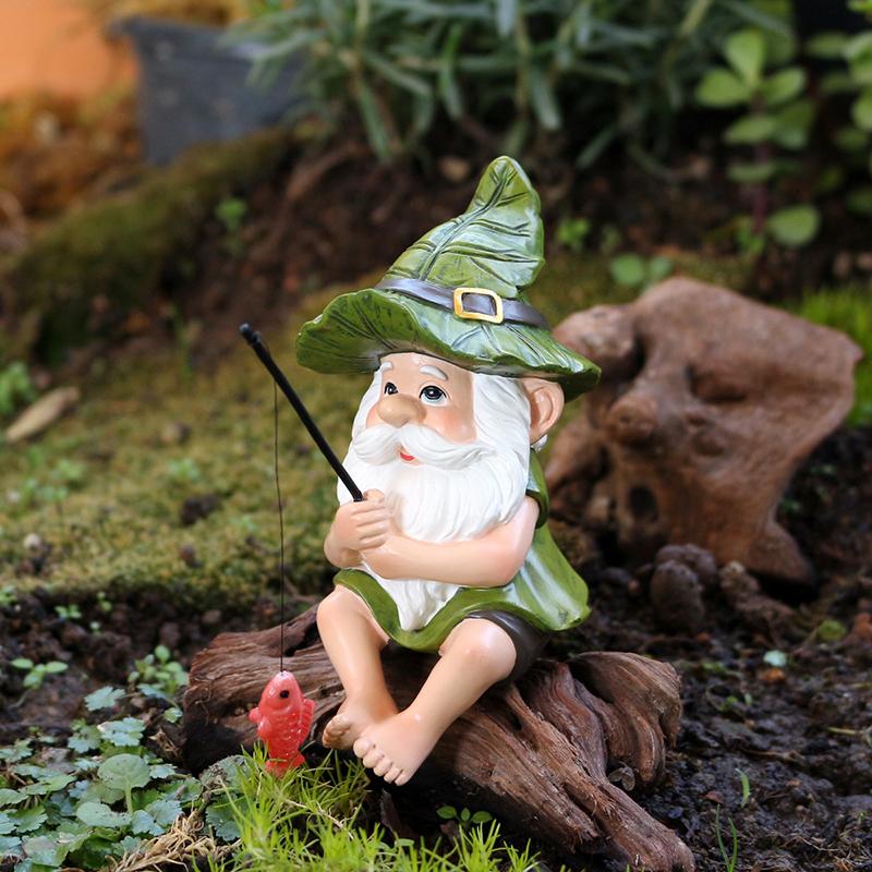 Garden Gnome Outdoor Statue, Gnome Decoration For Yard Fishing Gnome Statue Outdoor Garden Decor, Fishing Guy For Waterfalls