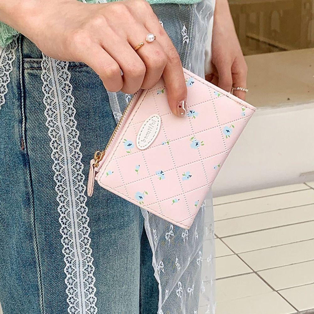 

Flower Student Wallet Fold Coin Purse Cute Women s Wallet Card Bag фіолетовий