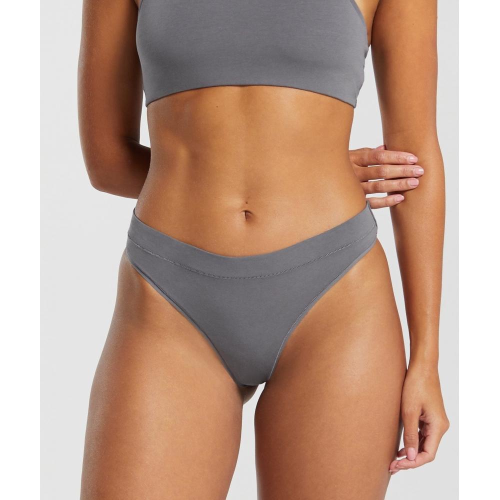 

GYMSHARK Хлопковые стринги с начесом серого цвета B6A6T GCHK