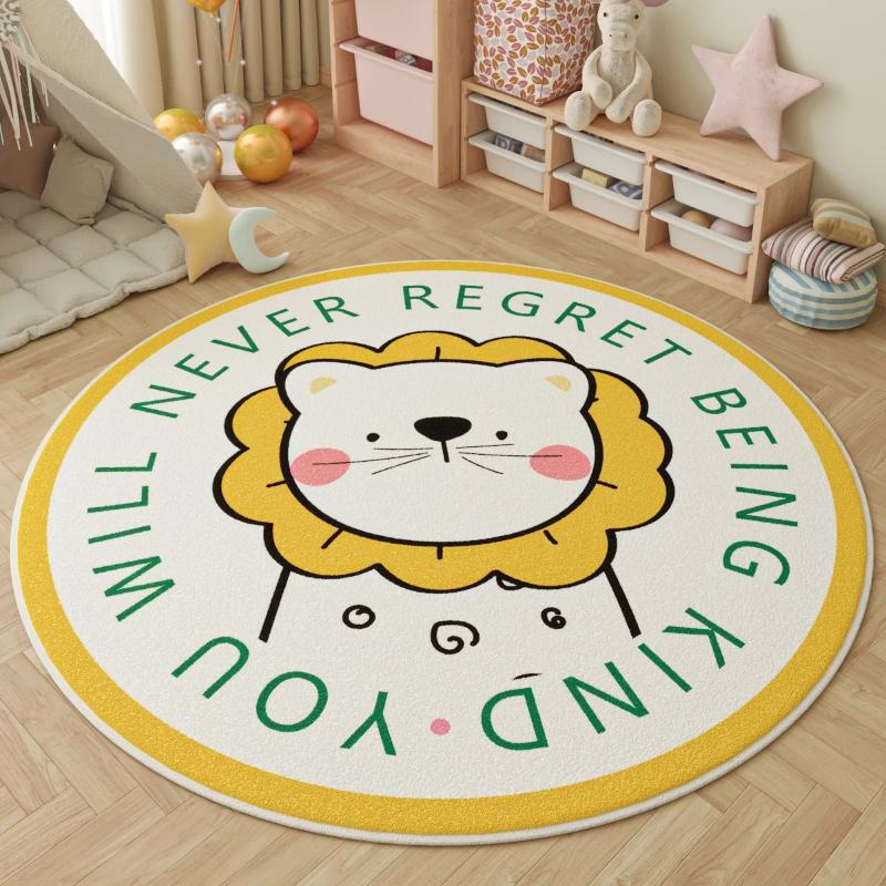 Fluffy Soft Lounge Floor Mat Animal Patterns Rugs for Bedroom Thick Plush Living Room Decoration Round Carpet Washable Study Rug
