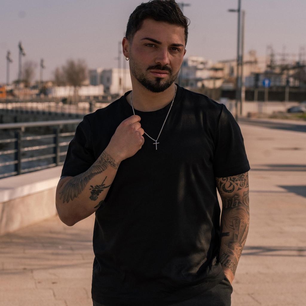 Naszyjnik Krzyżyk Łańcuszek Wisiorek Srebrna Biżuteria Łańcuszek Pancerka Ogniwo Kubańskie Prezent Srebrny Krzyż [SERASAR] Męski Męski