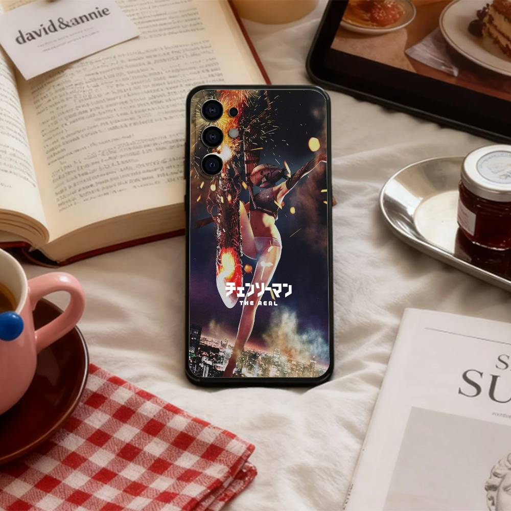 C-Chain-saw Man Reze Phone Case For Samsung S 25,24,23,22,30,21,10,9,Ultra,Plus,Lite,FE,4,5 G Soft Black Case