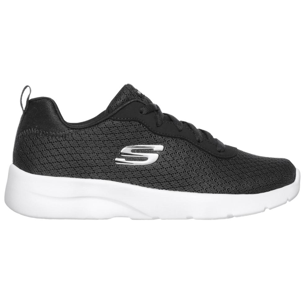 Skechers Dynamight 2.0 Fabric Mesh Athletic Comfort Mid-Top Lifestyle Shoes Women Sneaker Black White 12963-BKW