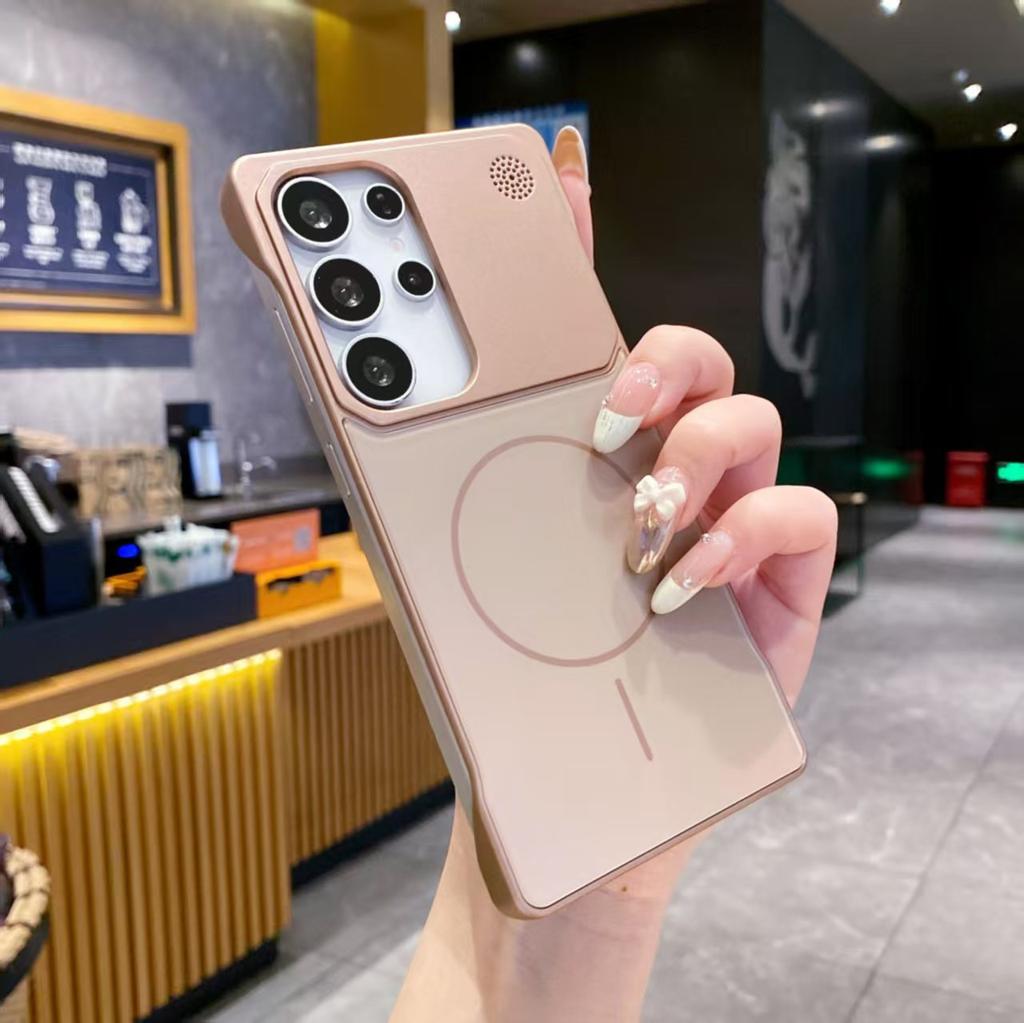 Suitable for Samsung S25 Ultra Thin Ring Magnetic Suction Phone Case S24plus Frameless AG Matte S25 Business Aromatherapy