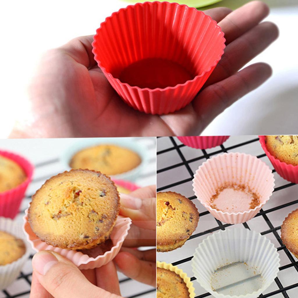 12 pezzi Stampo per piccole tazze di torta in silicone resistente alle alte temperature circolare Stampo per budino e gelatina per friggitrice ad aria Stampo per pasticceria da cucina