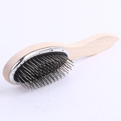 Wooden Handle Professional Brush for Wig Detangling Hairdressing Anti Static Steel Comb Wig Styling Massage Brush