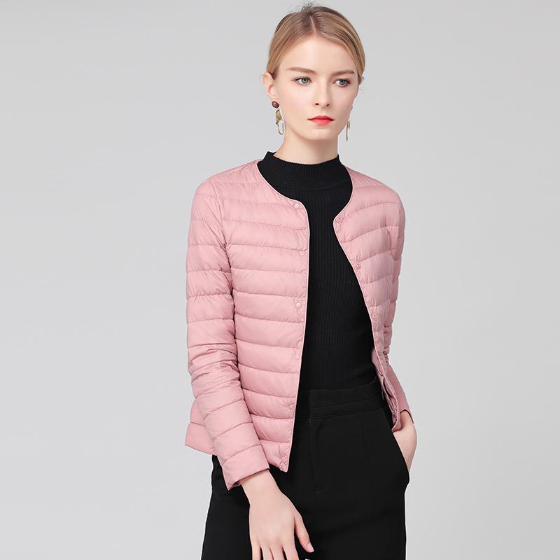 2025 Women's Round Neck White Duck Down Jacket – Comfortable, Versatile, Short, Solid Color, Cold Protection