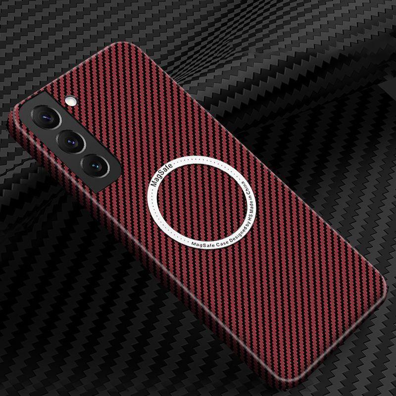 Suitable for Samsung S24 Ultra Carbon Fiber Mobile Phone Case Magnetic Suction S22 Ultra Thin Kevlar Anti Fall S23 Protective Case