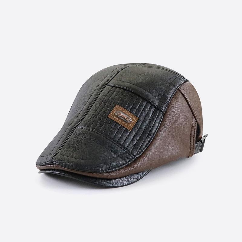 Unisex PU Leather Ivy Cap Adjustable Newsboy Beret Classic Golf Flat Cap Gatsby Driving Fishing Hat for Men And Women