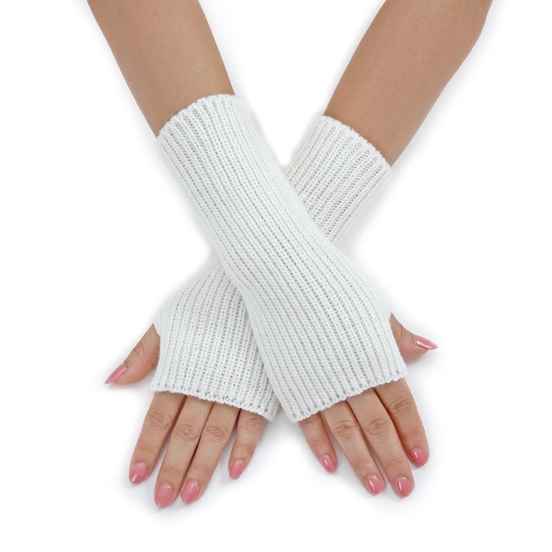 Keep Hand Warm Half Finger Gloves Women Skiing Fingerless Mitten Solid Color