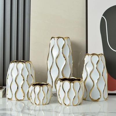 Black White Electroplated Ceramic Vase Modern Home Living Room Decoration Ornaments Flower Arrangement Dried Flower Golden Vase
