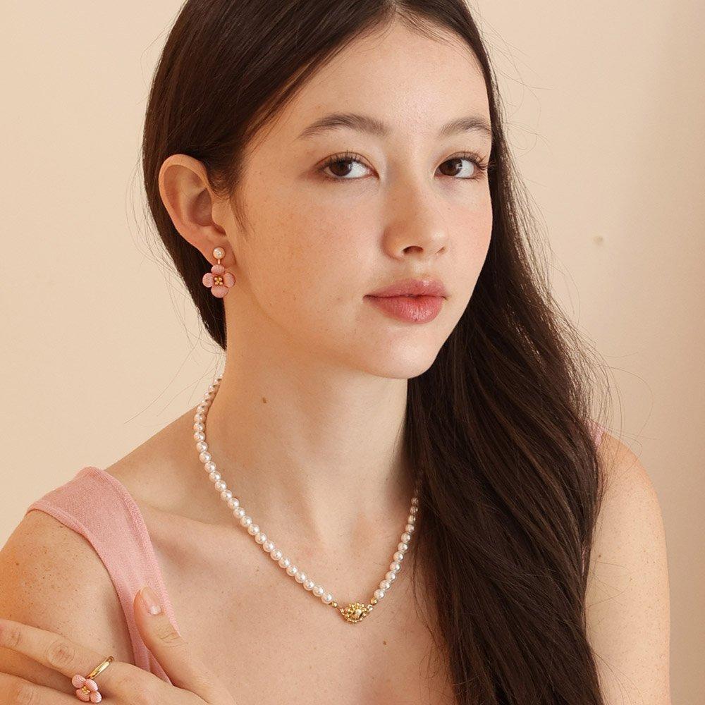 [Magnet One-Touch] Ballerina Necklace_6mm Pearl