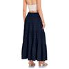 Dame Elastisk Talje Lang Nederdel med Tre Sektioner Lommer Maxi Nederdel Boho Stil Afslappet Løstsiddende Lagdelt Design