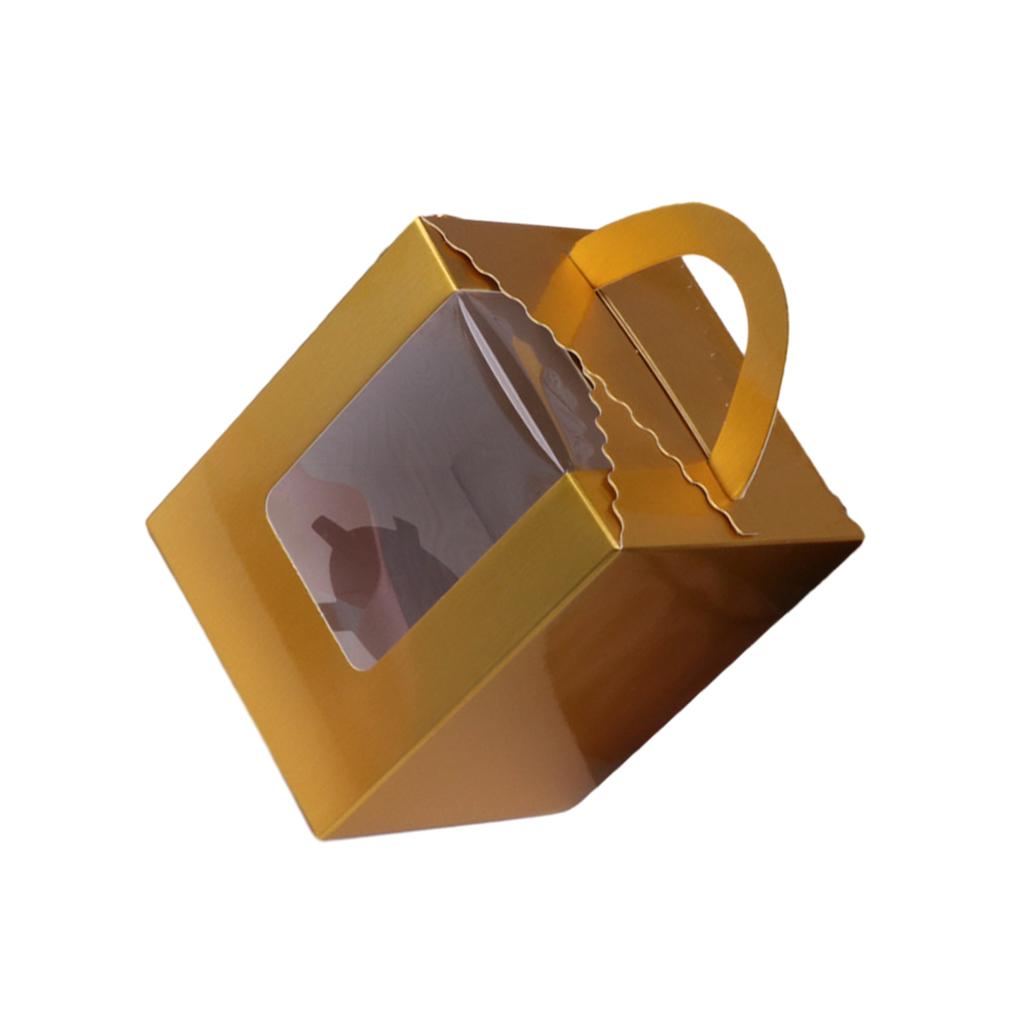 

Коробки для кексов с ручкой и окошком, переносные контейнеры для выпечки, отдельные коробки для кексов золотой