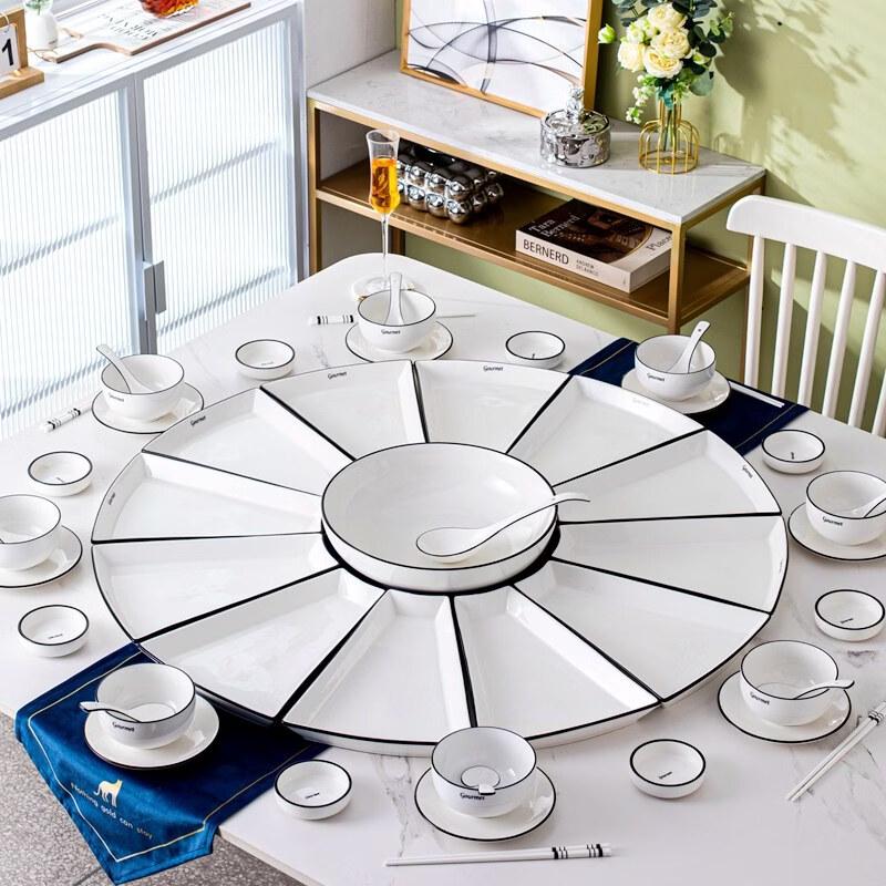 Nordisches Fächerförmiges Keramik-Mehrkammer-Platten-Set