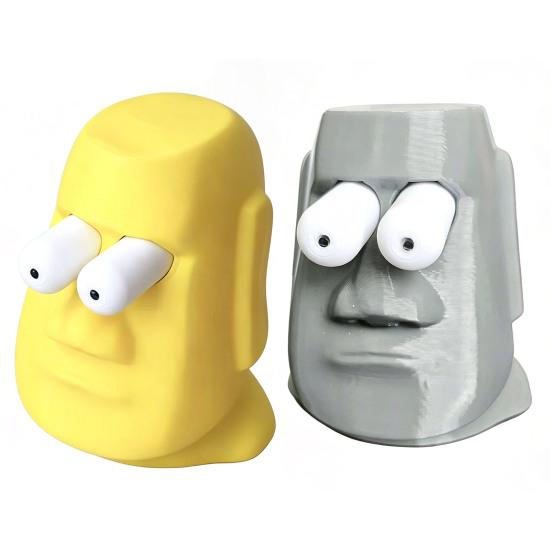 Cartoon Stone Statue Stress Relief Toy 3D Printed Eye Popping Stone Figure Fidget Toy Home Office Worker Relaxation Desk Toy