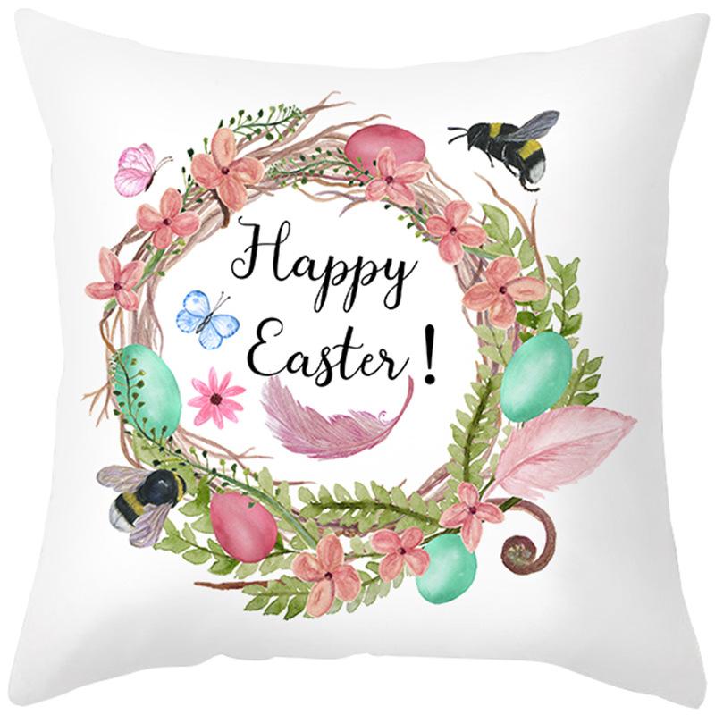 Cute Cartoon Rabbit Easter Pillow Cover New Sofa Cushion Cover Peach Leather Velvet Head Pillow Cover Premium Durable