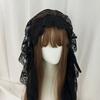Gothic Harajuku Lolita Black and White Lace Headband Women's Veil Cosplay Headwear Female Sweet Halloween Hair Accessory