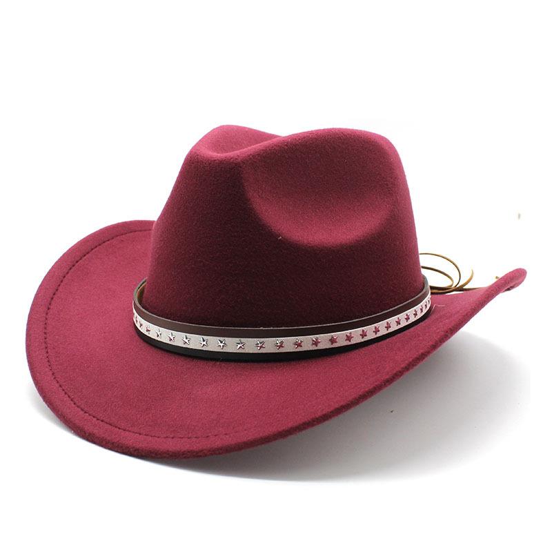 Felt Hat Retro Woolen Hat Cowboy Hat Belt Woolen Top Hat Ethnic Style Hat Retro Jazz Hat