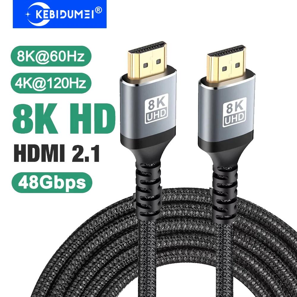 

KEBIDUMEI 8K HDMI 2.1 Cable 48Gbps 8K60Hz 4K120Hz 2K144Hz HDMI to HDMI Cable eARC Dolby HDR10 For Xbox Switch HDTV Mac PC Laptop 1m